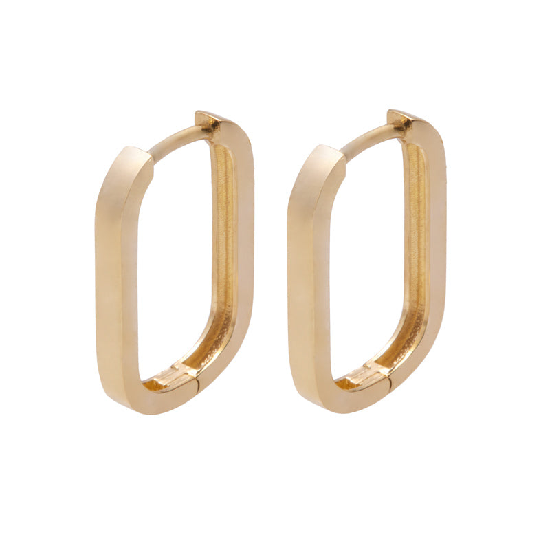10K Solid Yellow Gold Rectangle Earrings