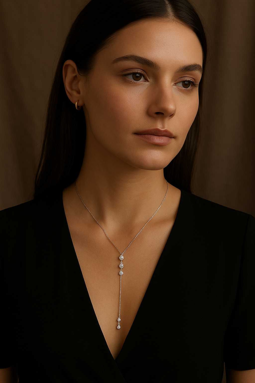 Zamari delicate necklace with vertical pearl accents from the online dainty jewelry boutique