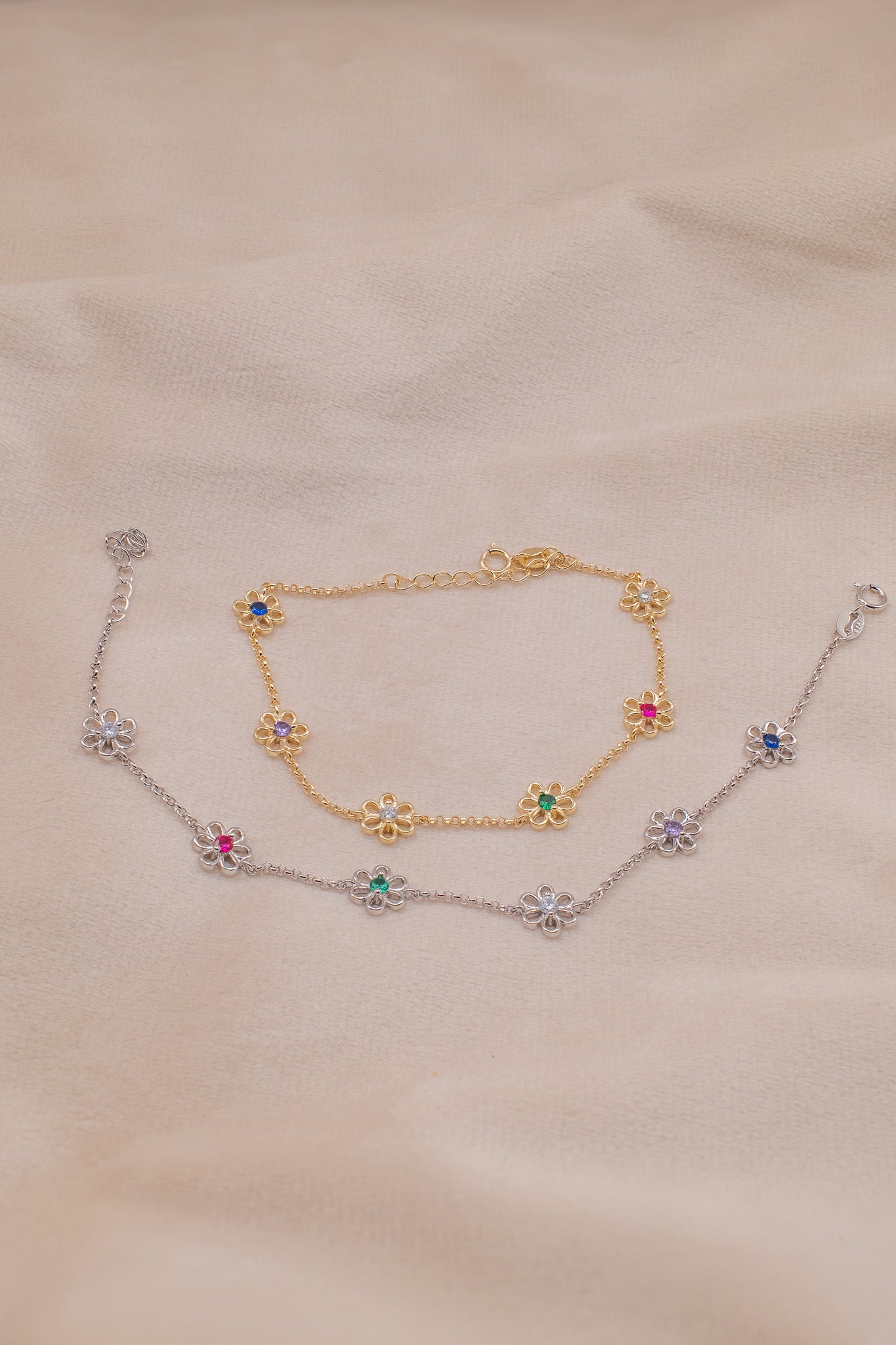 Zamari sterling silver jewelry bracelets with floral designs and colorful gemstones