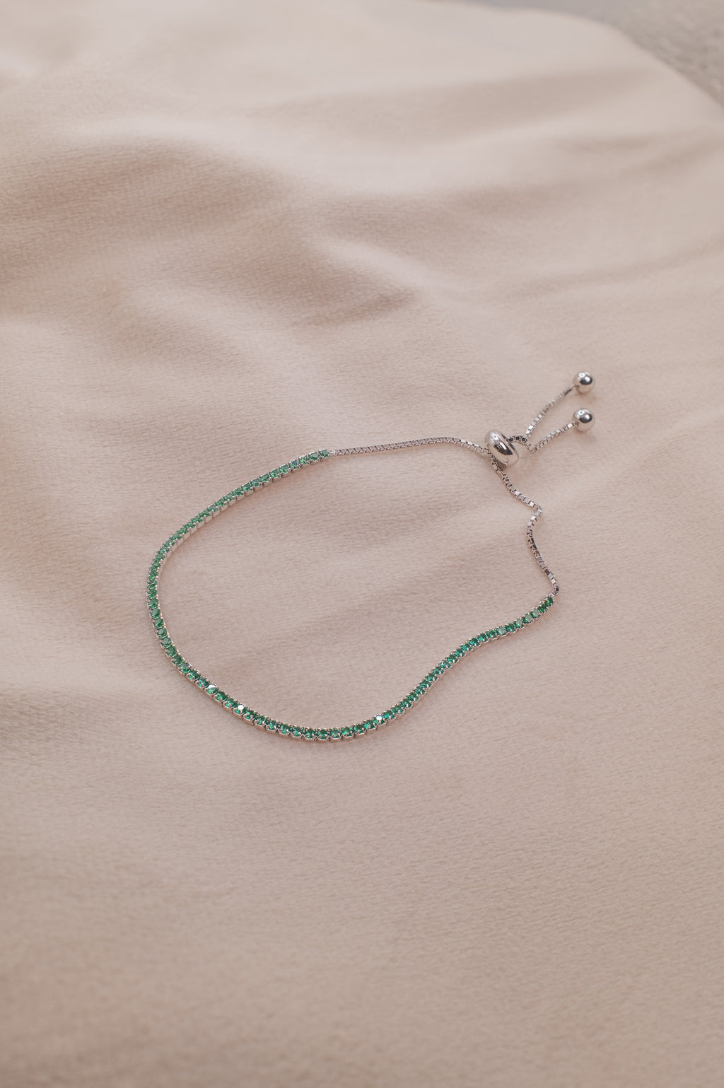 Zamari adjustable bracelet featuring green stones in Sterling Silver Jewelry design