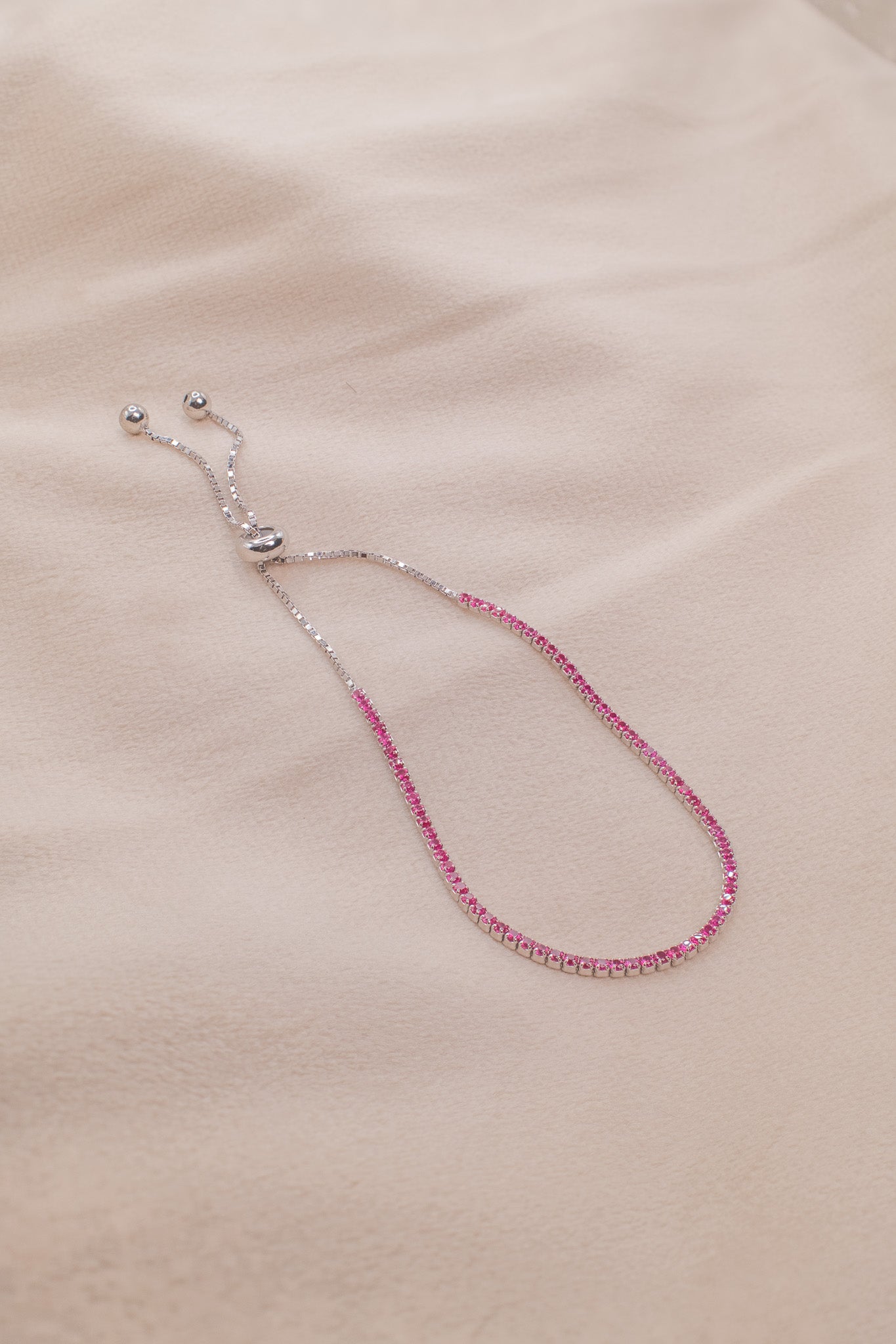 Zamari sterling silver jewelry bracelet with pink stones and adjustable chain closure